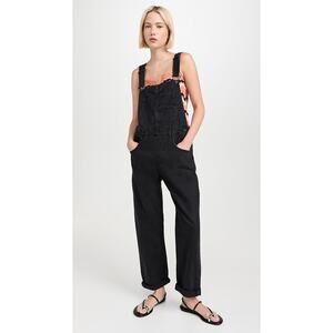 We The Free Gray Black Ziggy Overalls 90s Retro Casual Boho Cotton Women size XS